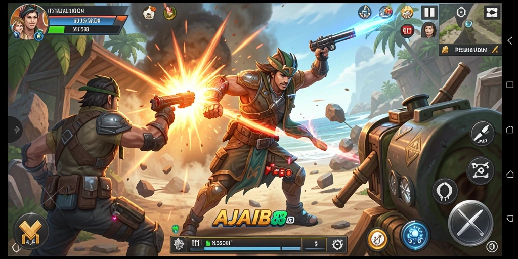 Tampilan aksi mendebarkan dalam gameplay AJAIB88.