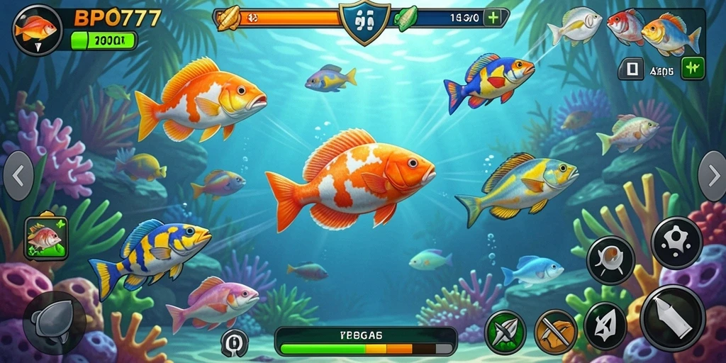Tampilan gameplay menembak ikan di BPO777 yang seru.