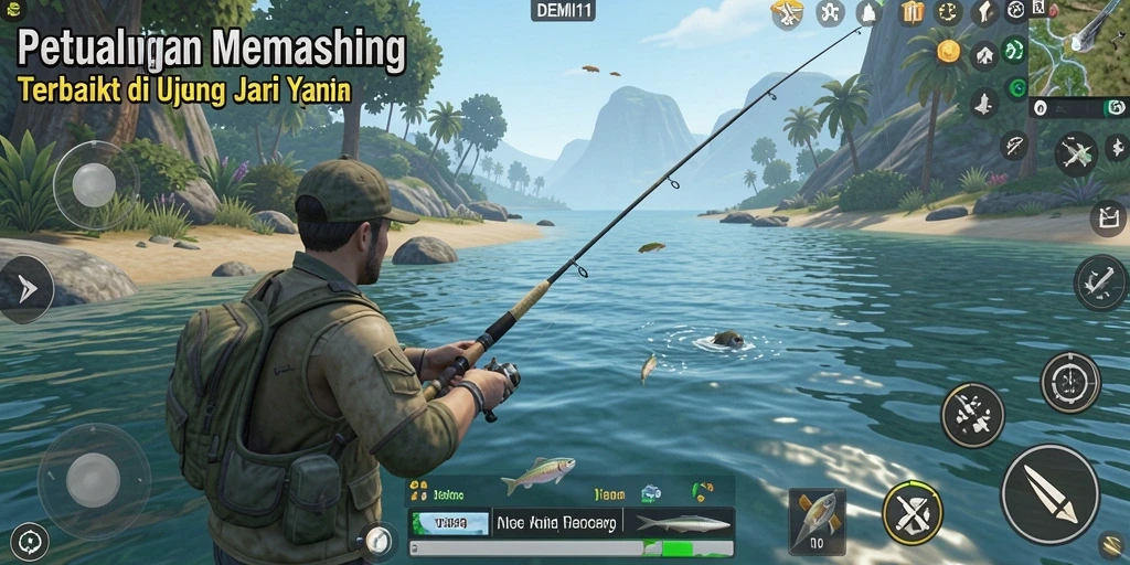 Tangkapan ikonik dalam gameplay memancing yang seru.