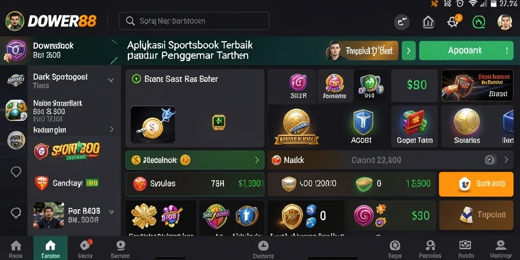 Screenshot gameplay DOWER88 menampilkan fitur taruhan olahraga.