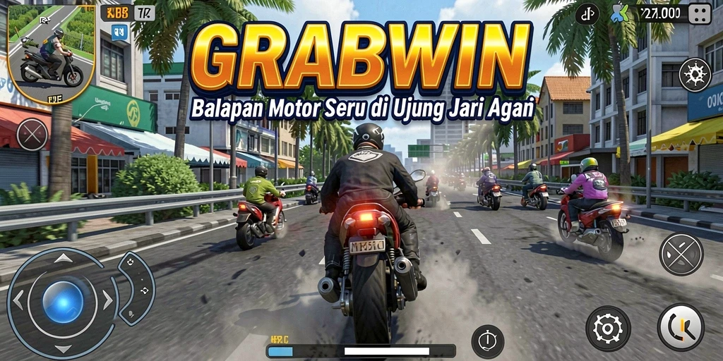 Tampilan aksi balapan motor yang seru dan mendebarkan.
