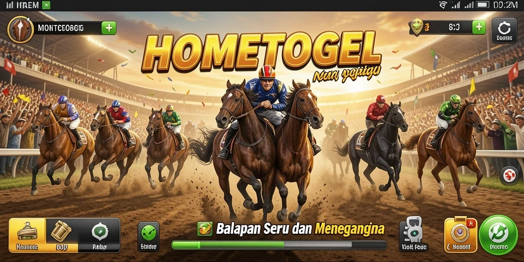 Tampilan gameplay seru dari HOMETOGEL dengan mobil balap.