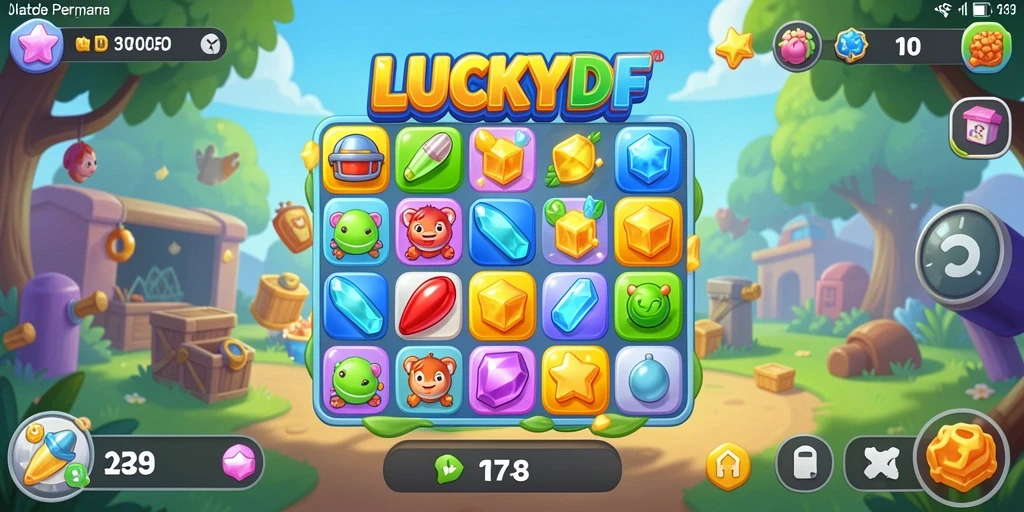 Tampilan gameplay LUCKYDF yang menarik dan penuh warna.