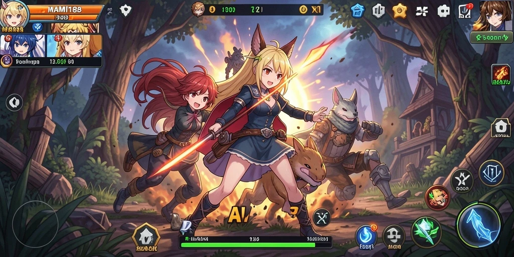 Screenshot utama MAMI188 menampilkan aksi karakter Anime yang dinamis.