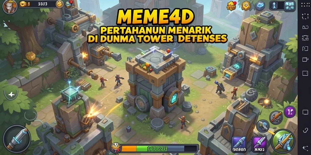 Tampilan menarik gameplay Tower Defense di MEME4D.