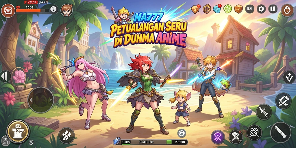 Tampilan gameplay menakjubkan dari NA777 dengan karakter anime yang hidup.