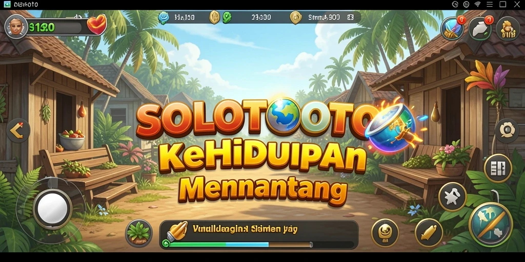 Tangkapan layar utama SOLOTOTO menampilkan dunia simulasi yang hidup dan dinamis.