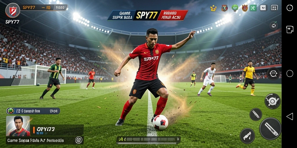 Tampilan gameplay SPY77 yang menegangkan di lapangan sepak bola.