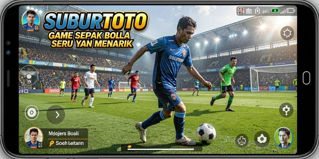 Screenshot gameplay SUBURTOTO dengan aksi seru dalam pertandingan sepak bola.